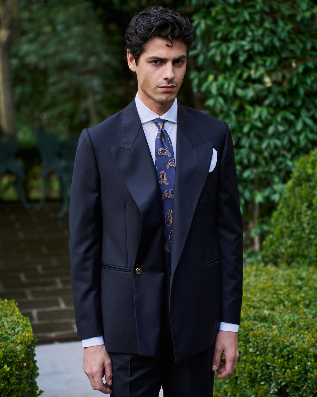 Abito Milano "Blu Scuro Spiga di Pesce"