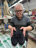 Mocassino “ blu” in pelle di vitello scamosciata