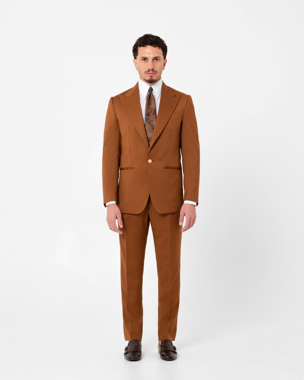 ABITO NAPOLI CON MONOPETTO 1 BOTTONE TABACCO