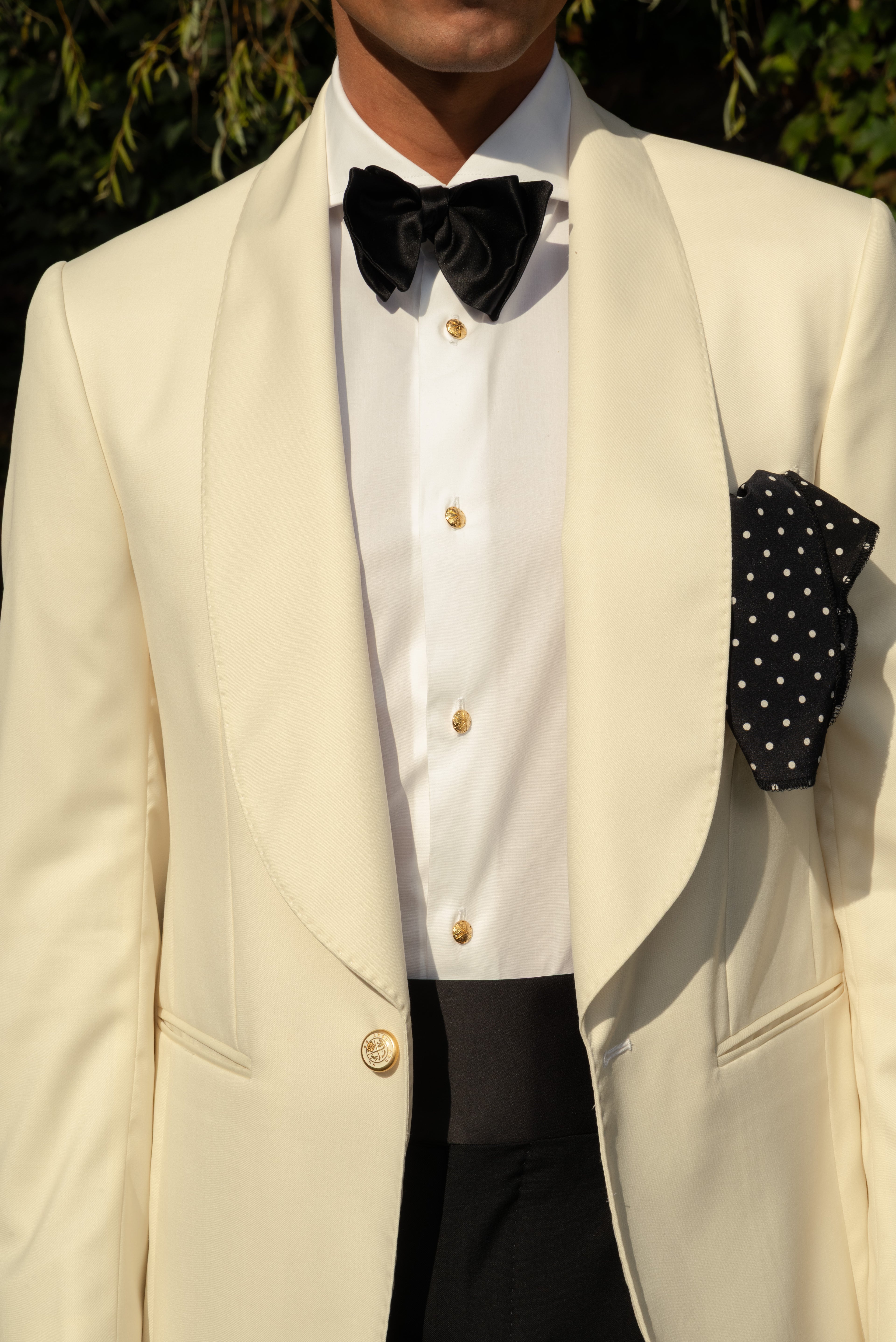 Giacca Smoking Monopetto Collo Sciallato Sapphire Bianco