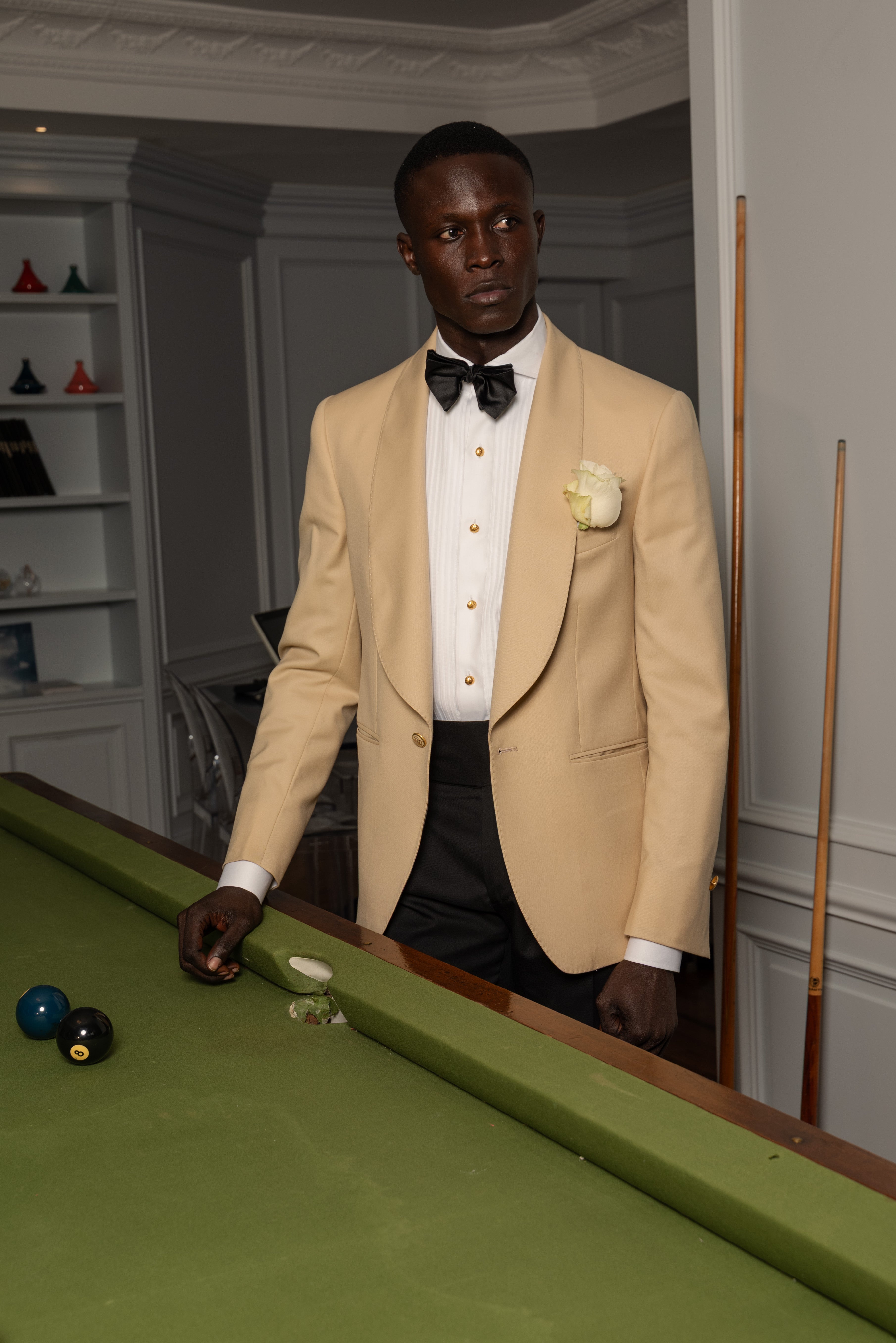 Giacca Smoking Monopetto Collo Sciallato City of London Beige