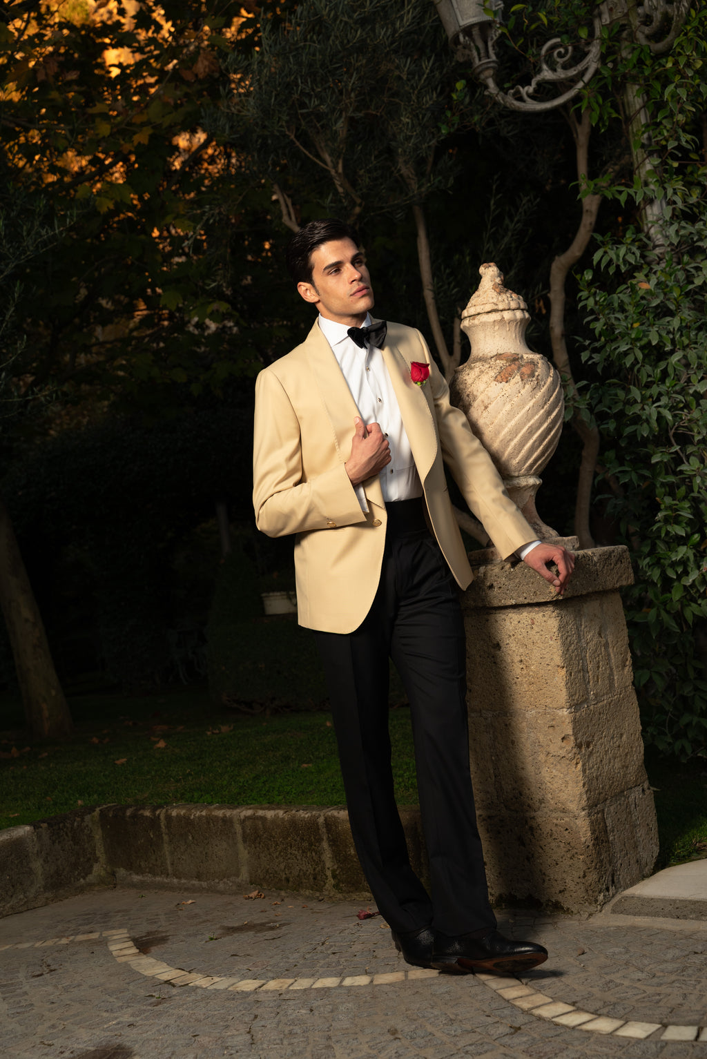 Giacca Smoking Monopetto Collo Sciallato City of London Beige