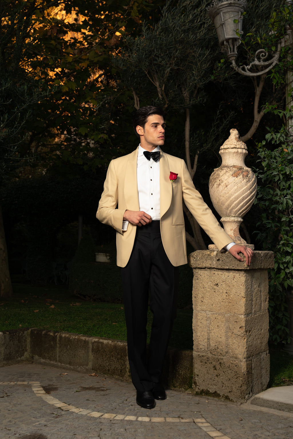 Giacca Smoking Monopetto Collo Sciallato City of London Beige