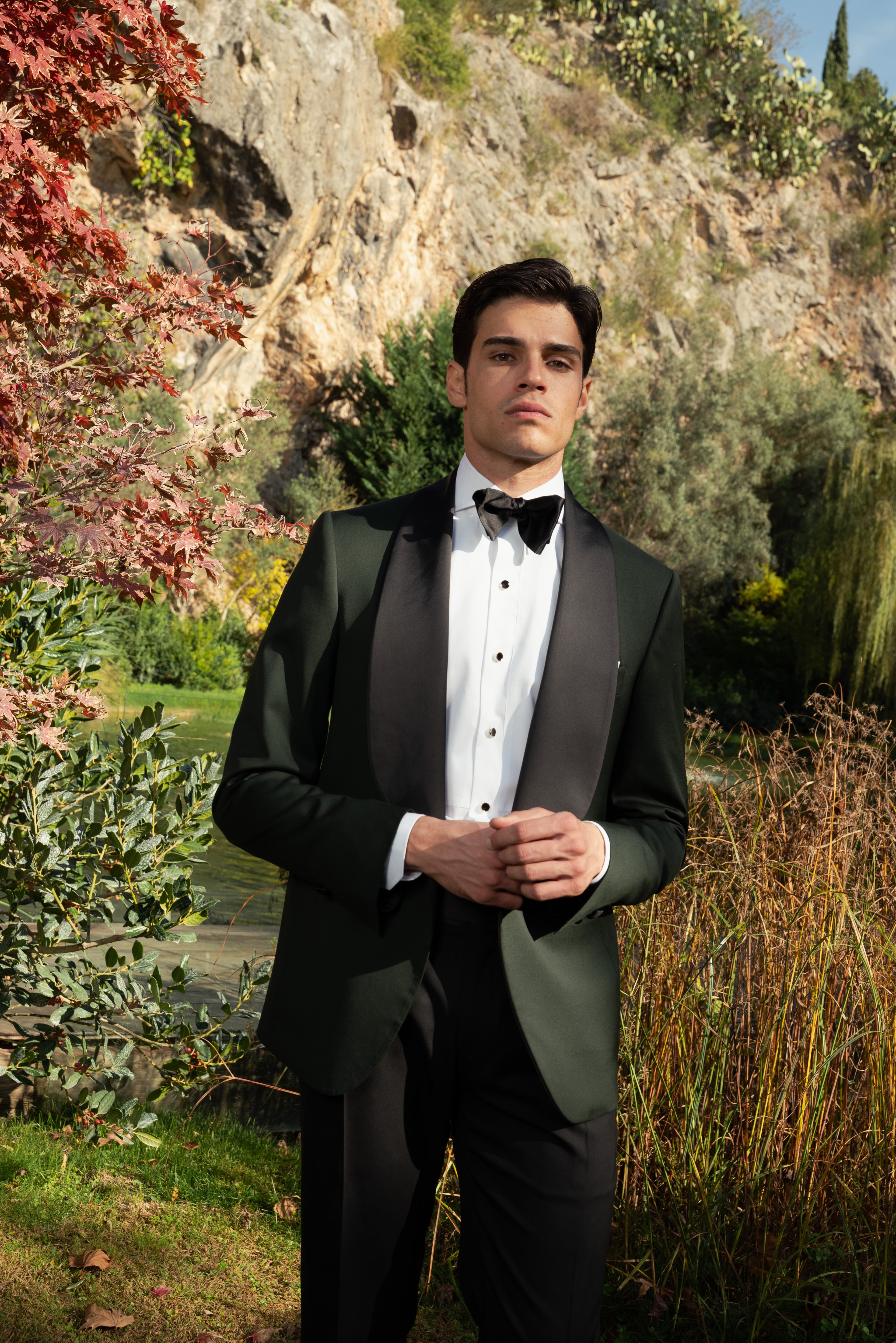 Giacca Smoking  Monopetto Collo Sciallato Sapphire Bosco