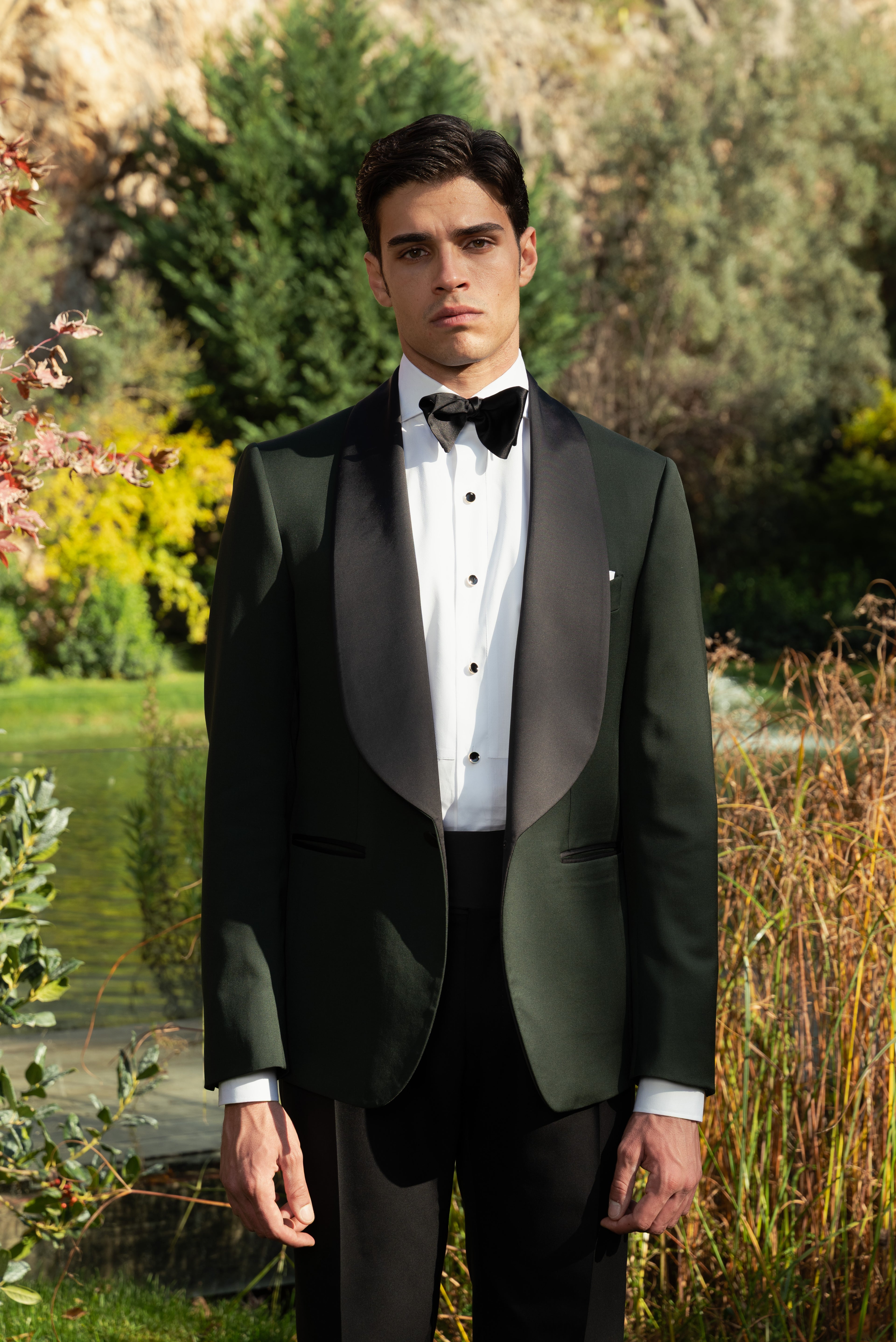 Giacca Smoking  Monopetto Collo Sciallato Sapphire Bosco