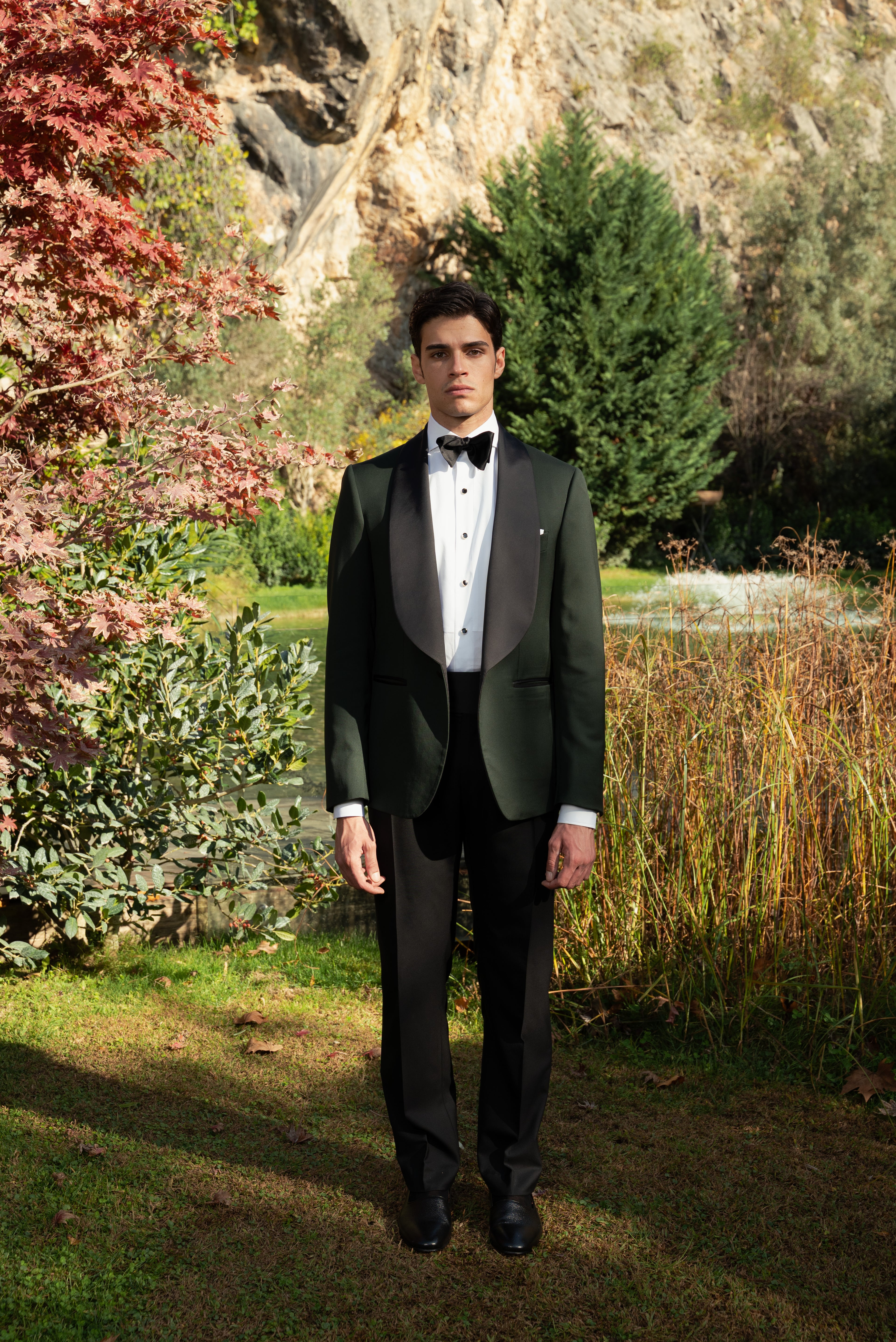 Giacca Smoking  Monopetto Collo Sciallato Sapphire Bosco