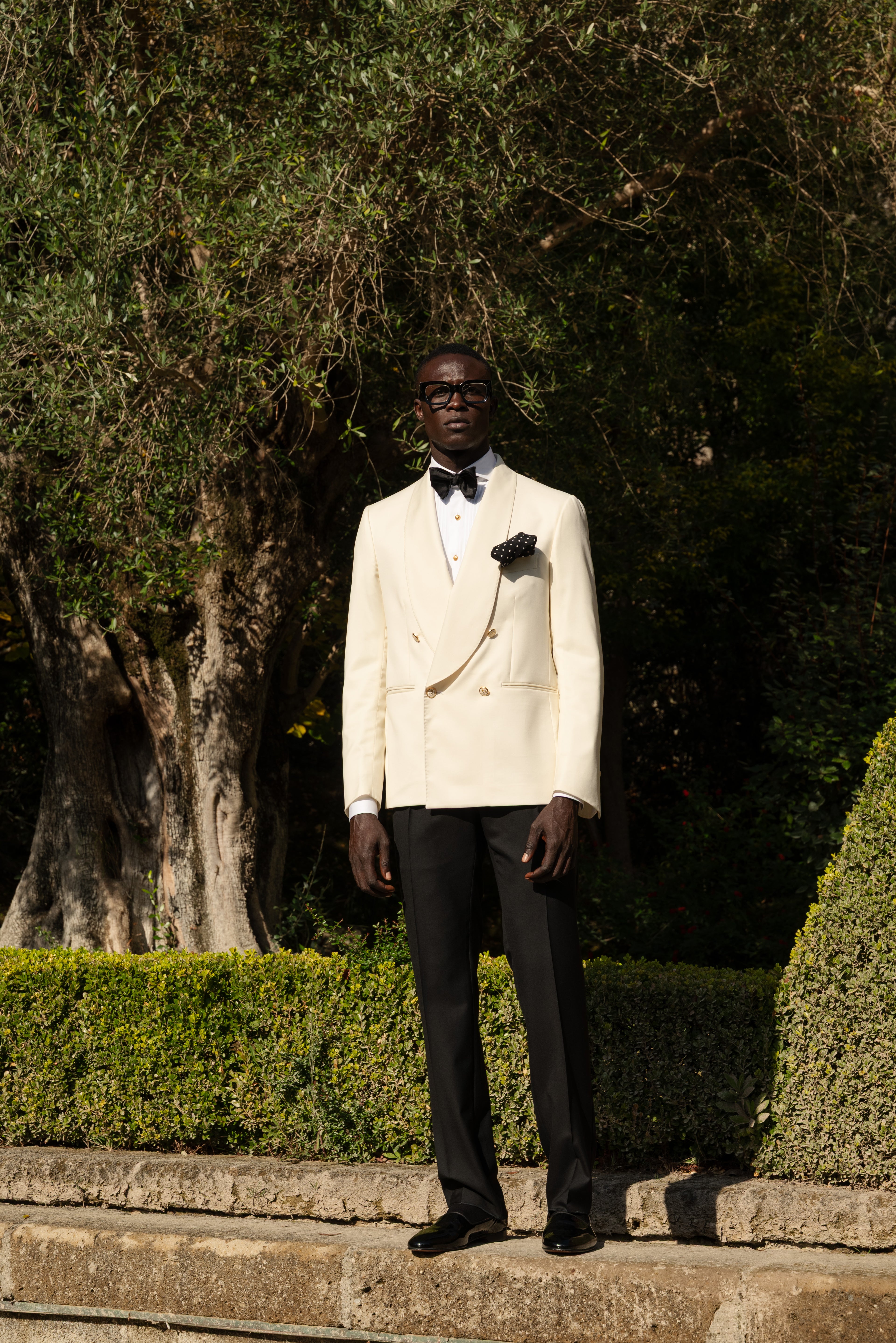 Giacca Smoking Doppiopetto Collo Sciallato Sapphire Bianco