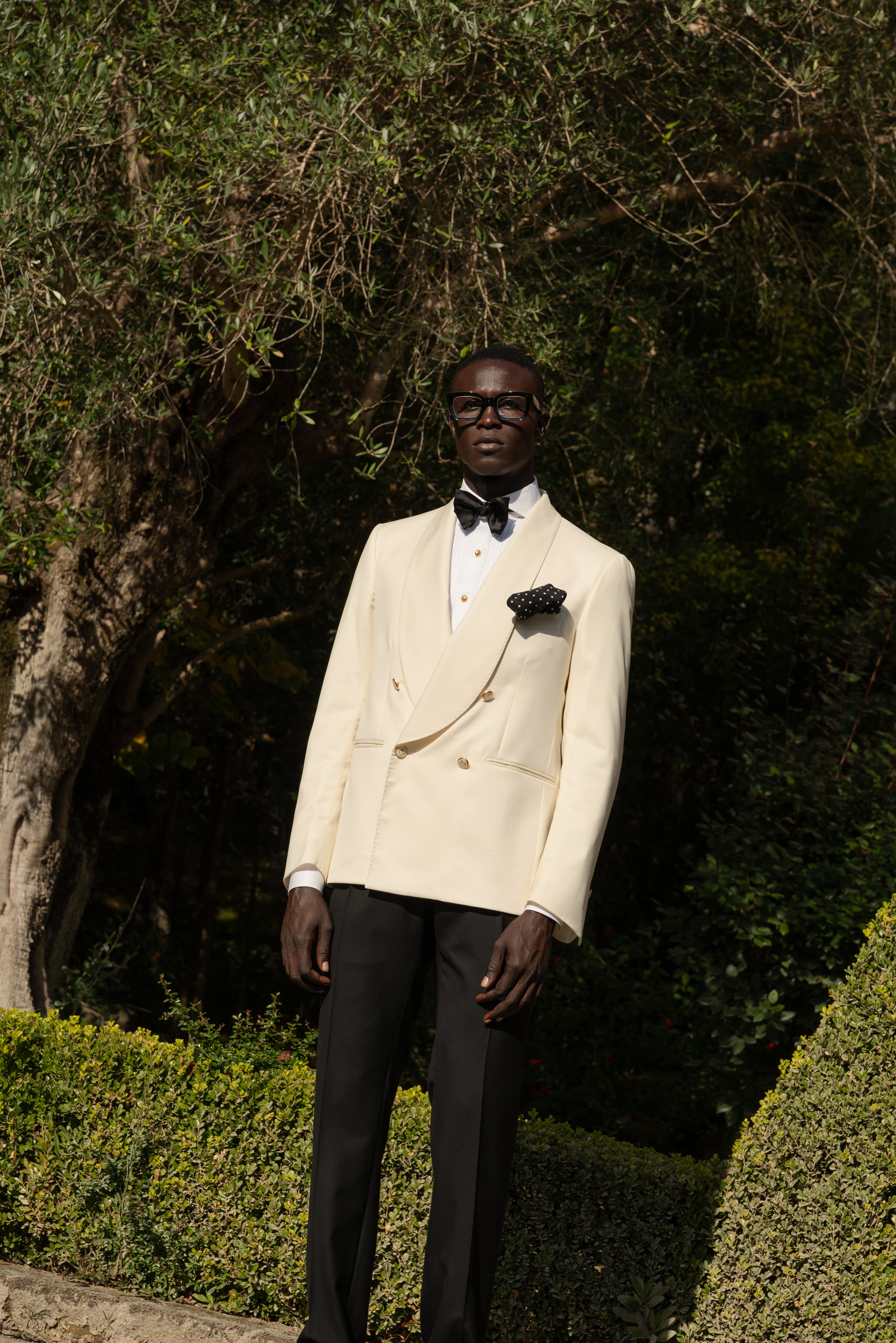 Giacca Smoking Doppiopetto Collo Sciallato Sapphire Bianco