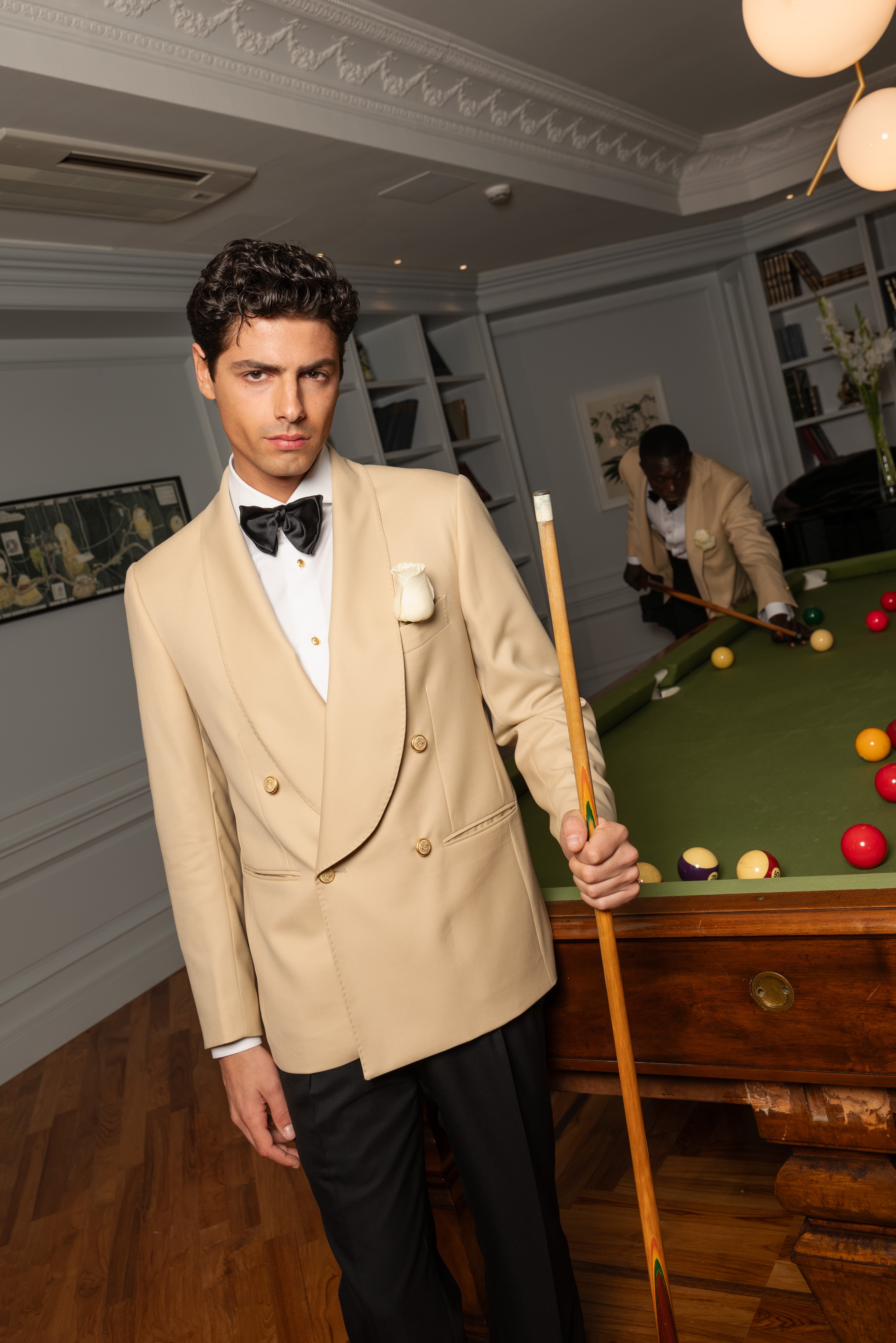 Giacca Smoking Doppiopetto Collo Sciallato City of London Beige