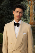 Giacca Smoking Doppiopetto Collo Sciallato City of London Beige