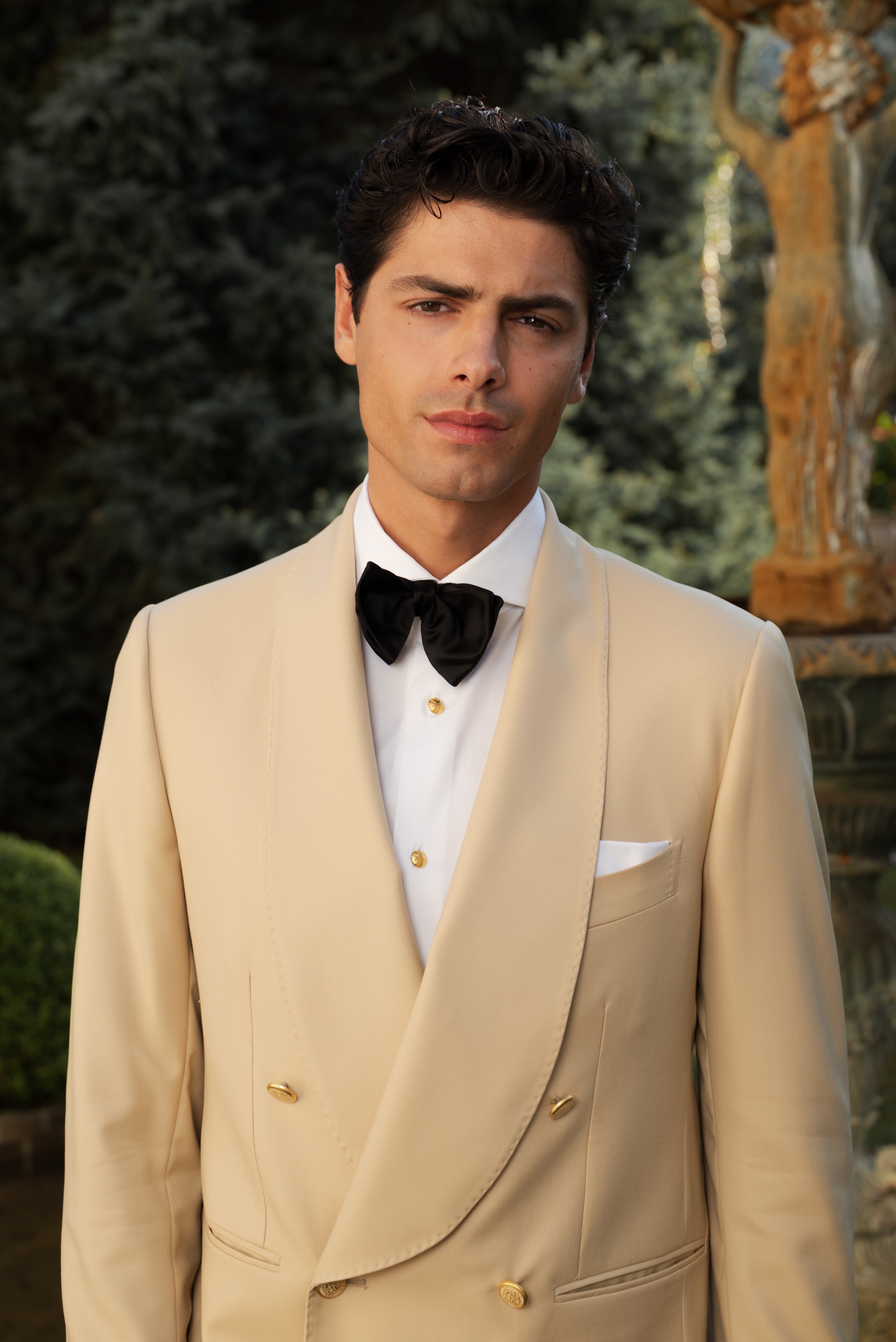 Giacca Smoking Doppiopetto Collo Sciallato City of London Beige