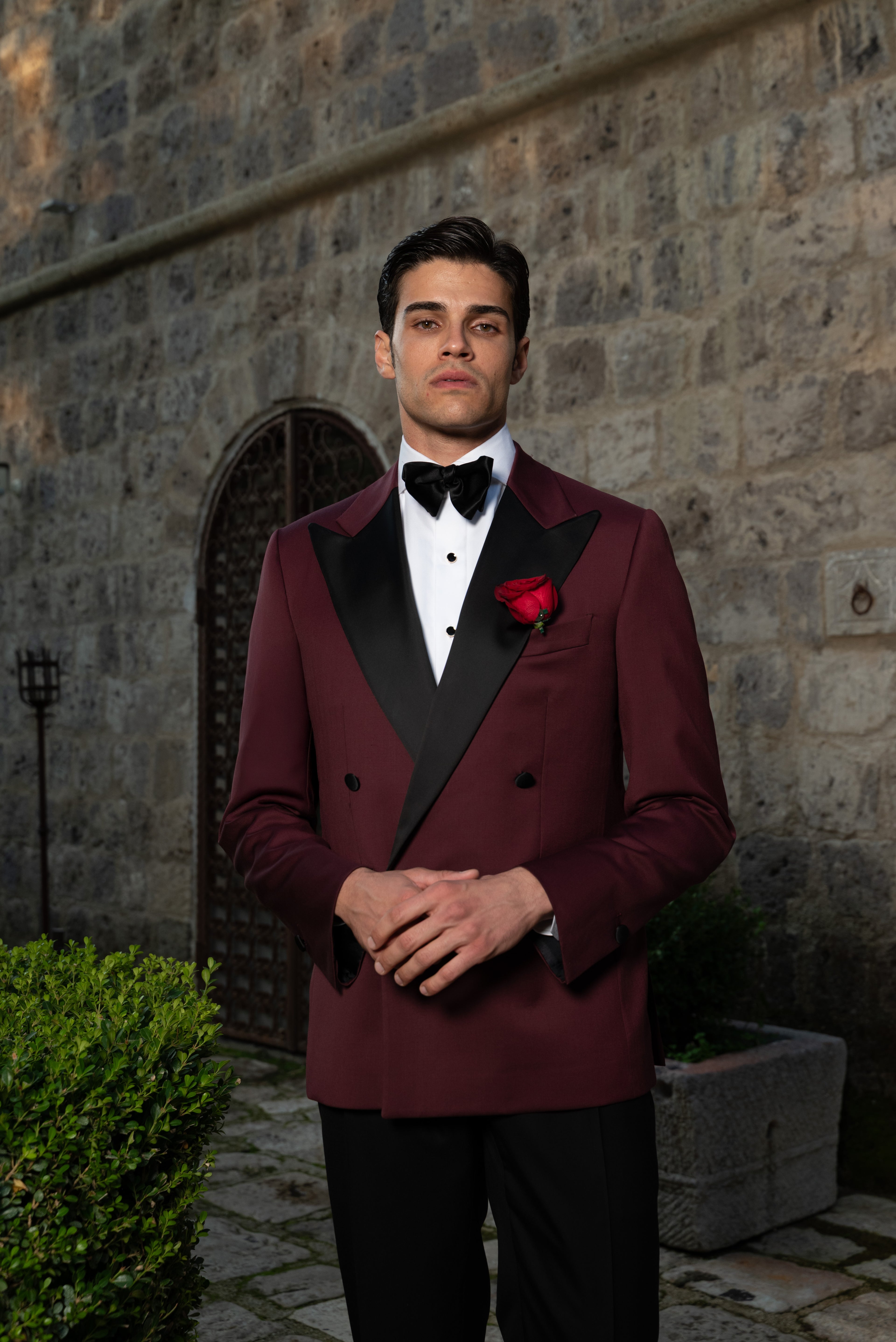 Giacca Smoking Doppiopetto Bavero a Lancia Supersonic Bordeaux