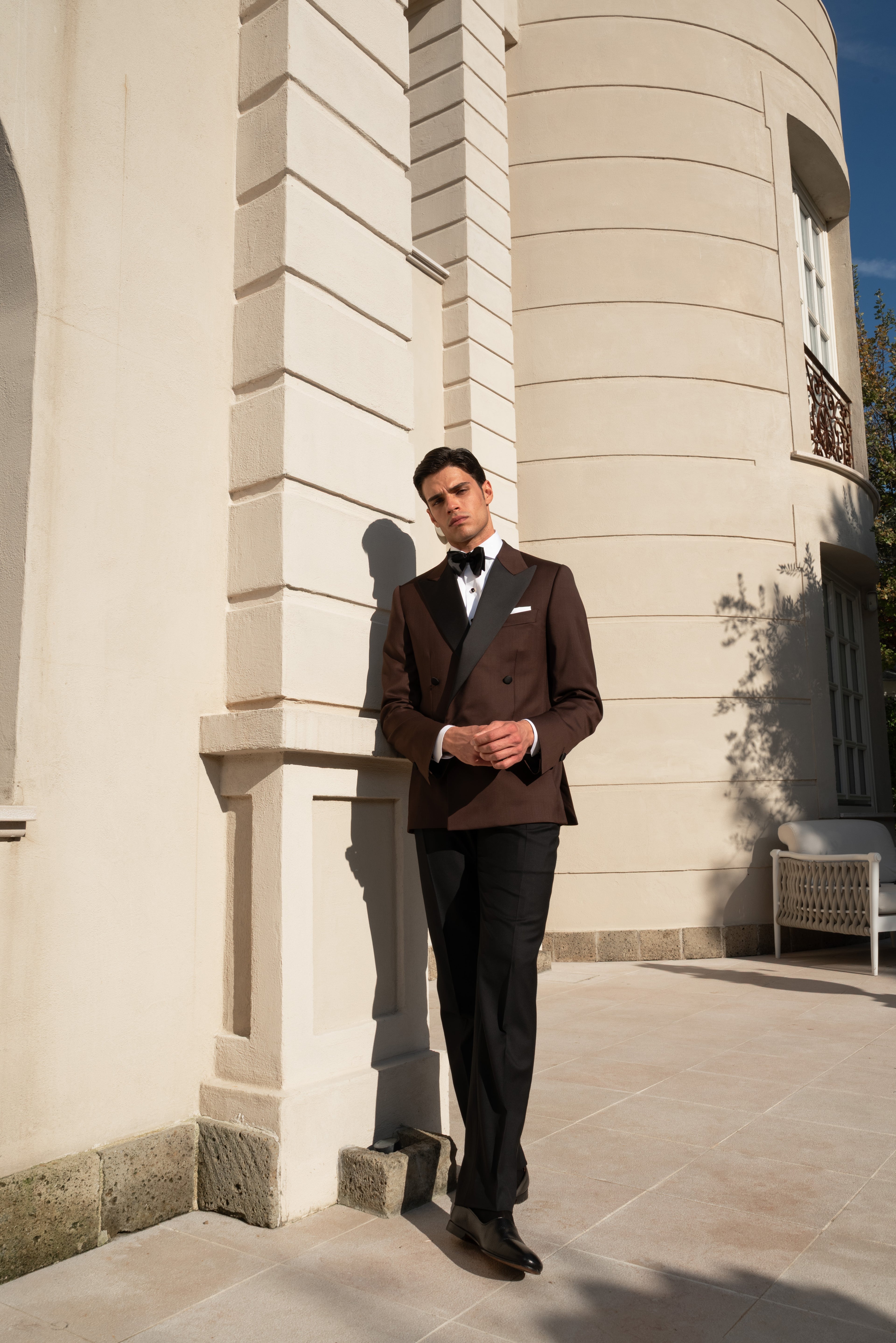 Giacca Smoking Doppiopetto Bavero a Lancia Supersonic Testa di Moro