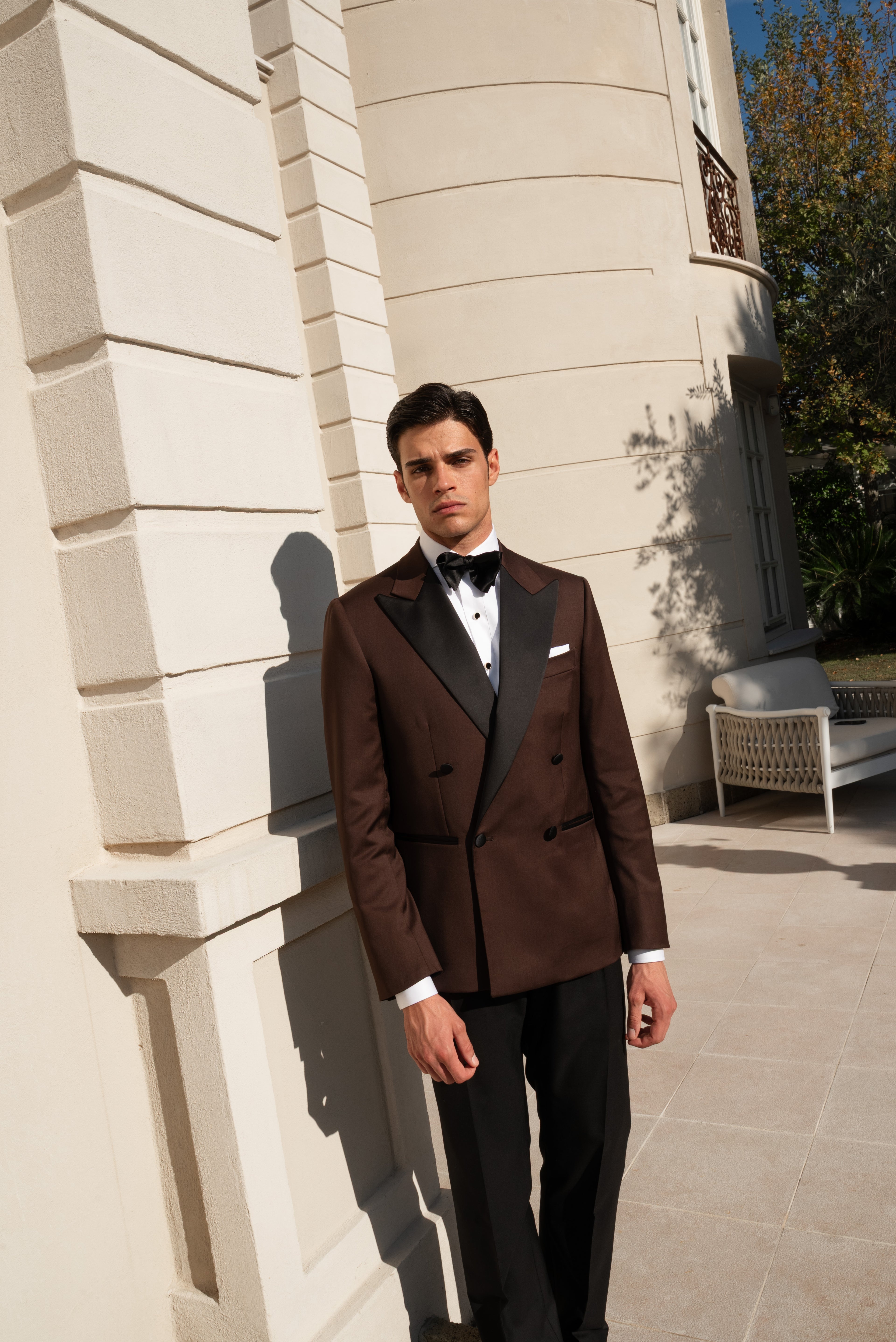 Giacca Smoking Doppiopetto Bavero a Lancia Supersonic Testa di Moro