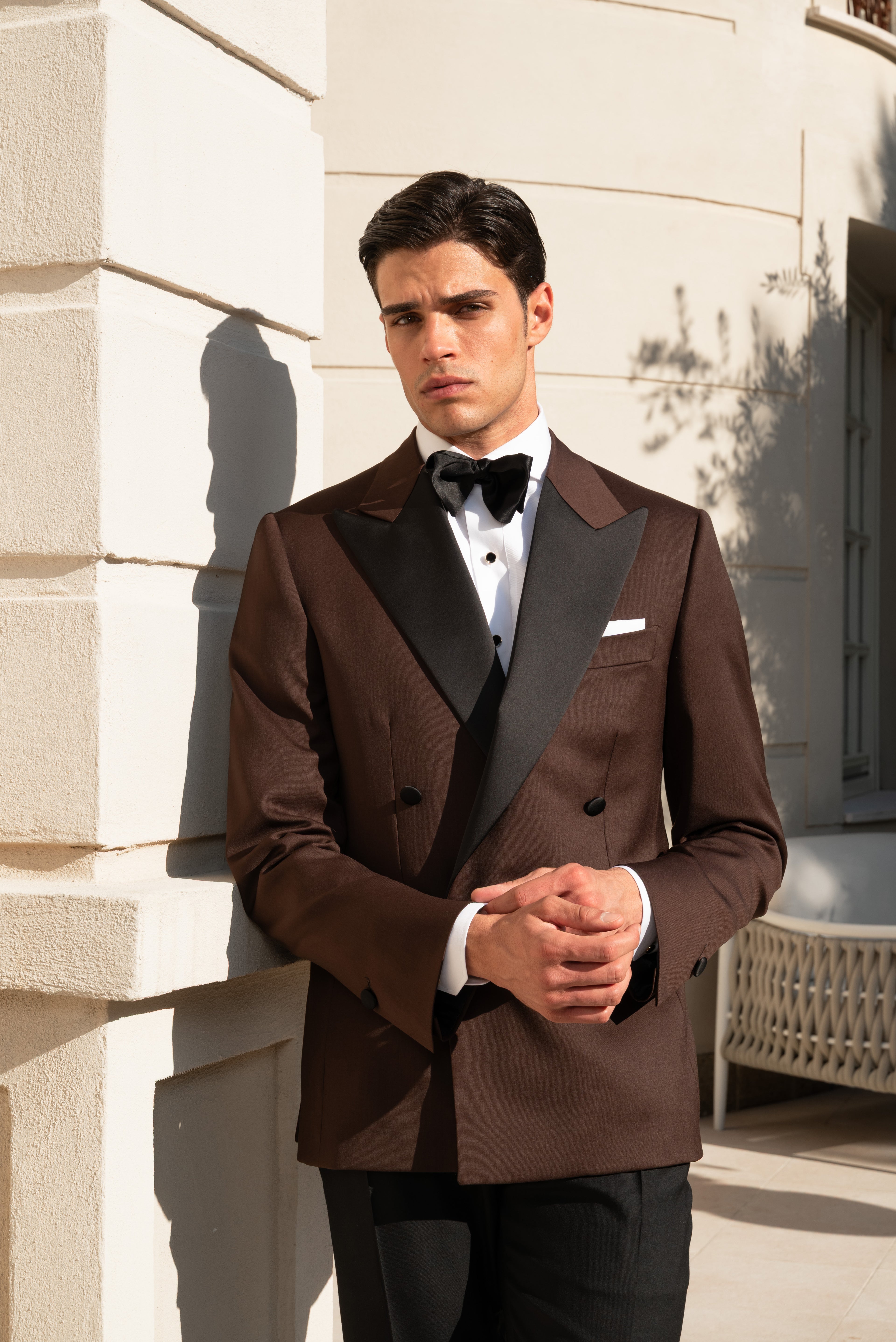 Giacca Smoking Doppiopetto Bavero a Lancia Supersonic Testa di Moro