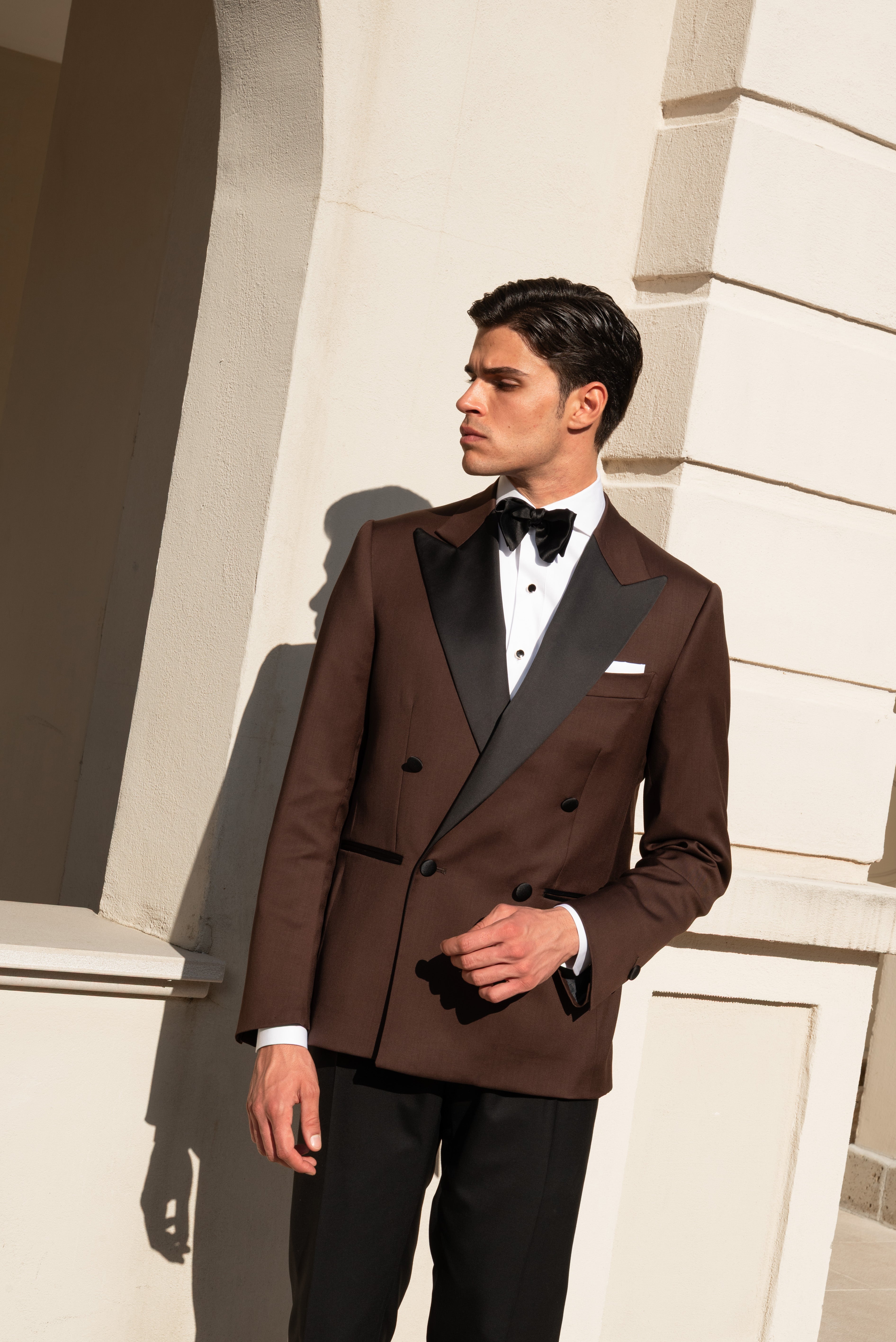 Giacca Smoking Doppiopetto Bavero a Lancia Supersonic Testa di Moro