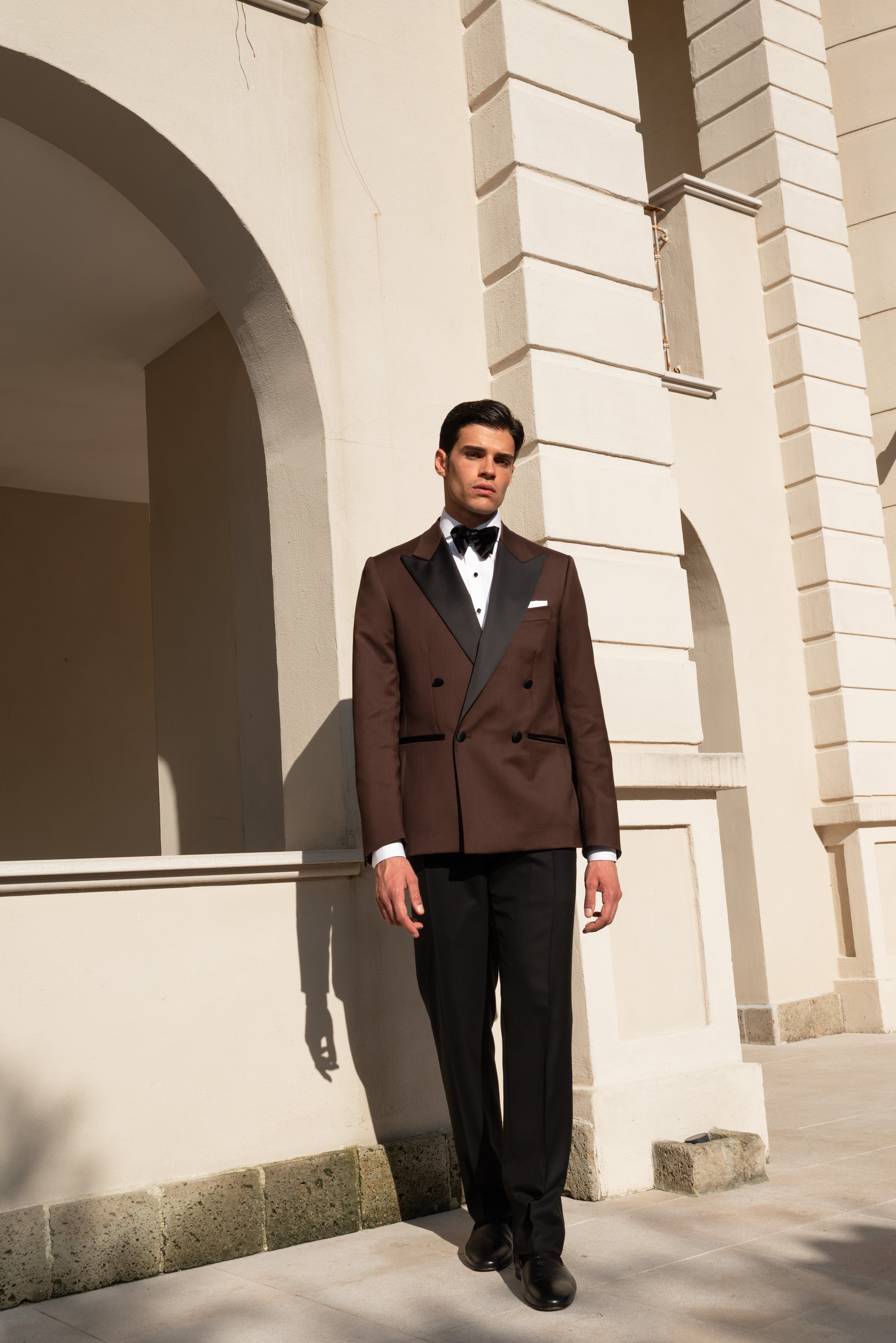 Giacca Smoking Doppiopetto Bavero a Lancia Supersonic Testa di Moro