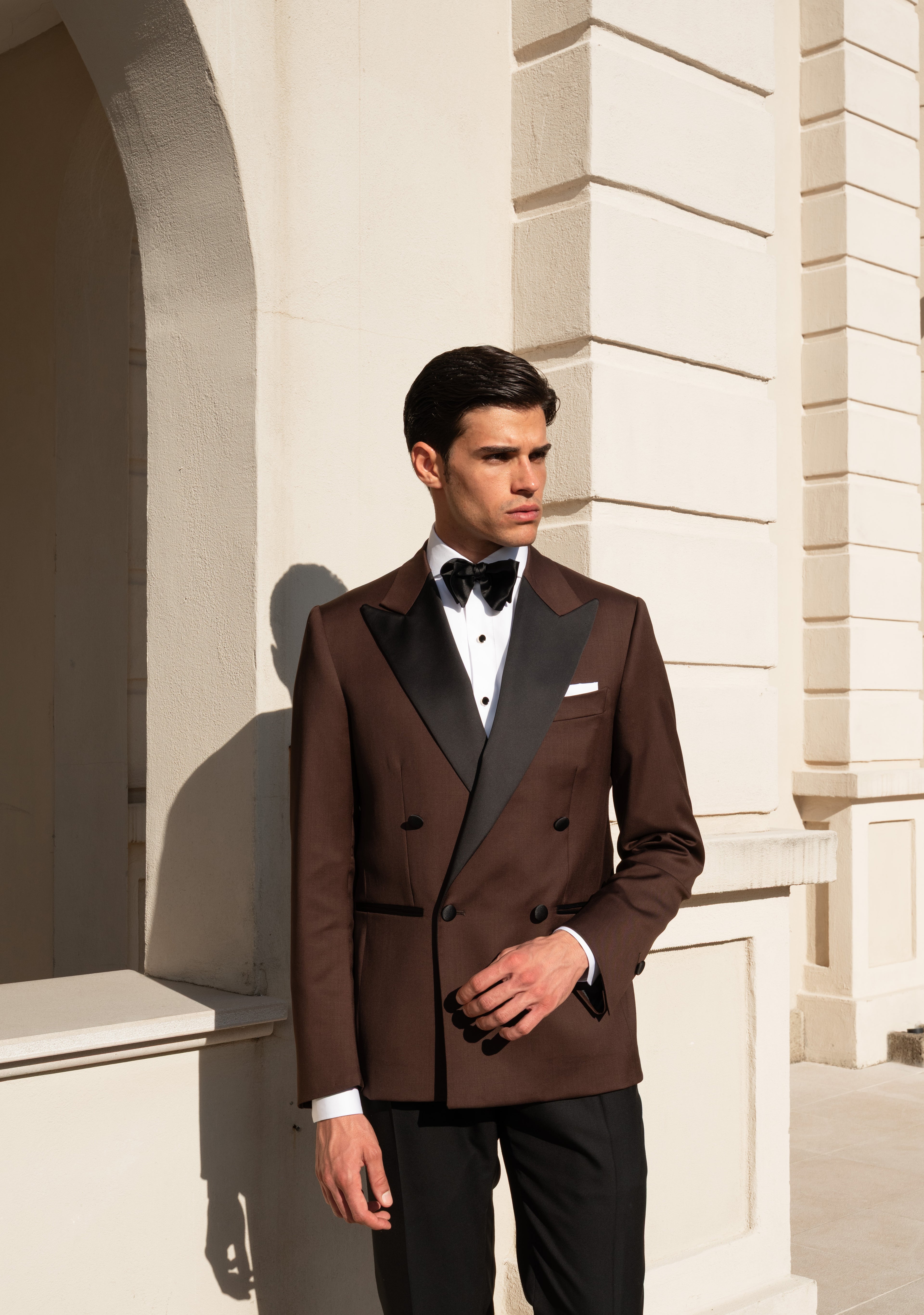 Giacca Smoking Doppiopetto Bavero a Lancia Supersonic Testa di Moro