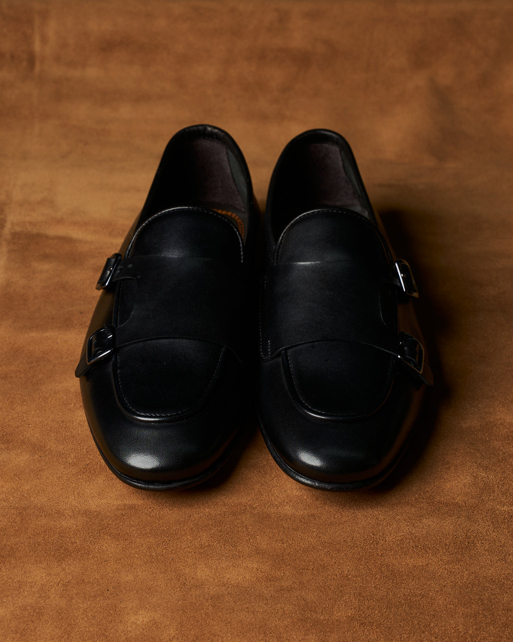 Mocassino Double-Monk in vitello nero