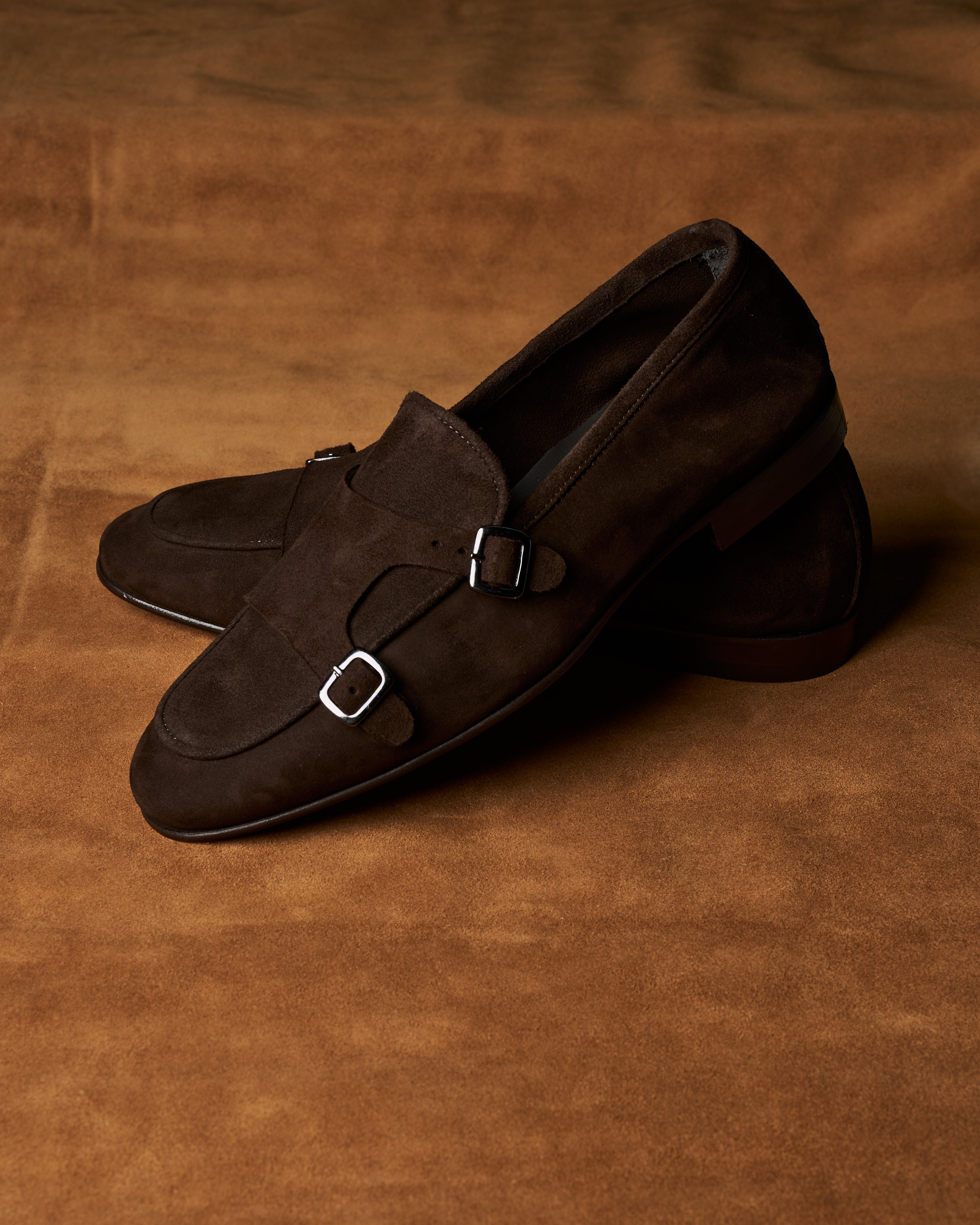 Mocassino Double-Monk in agnello testa di moro