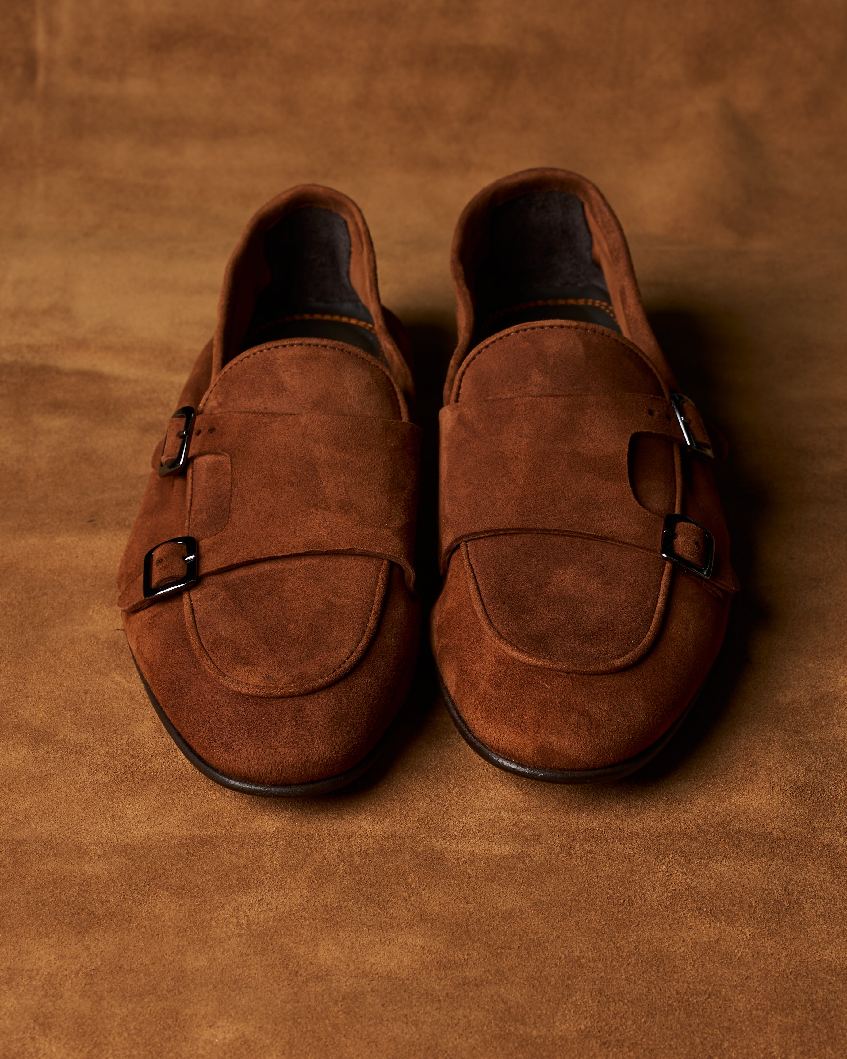 Mocassino Double-Monk in agnello color sigaro