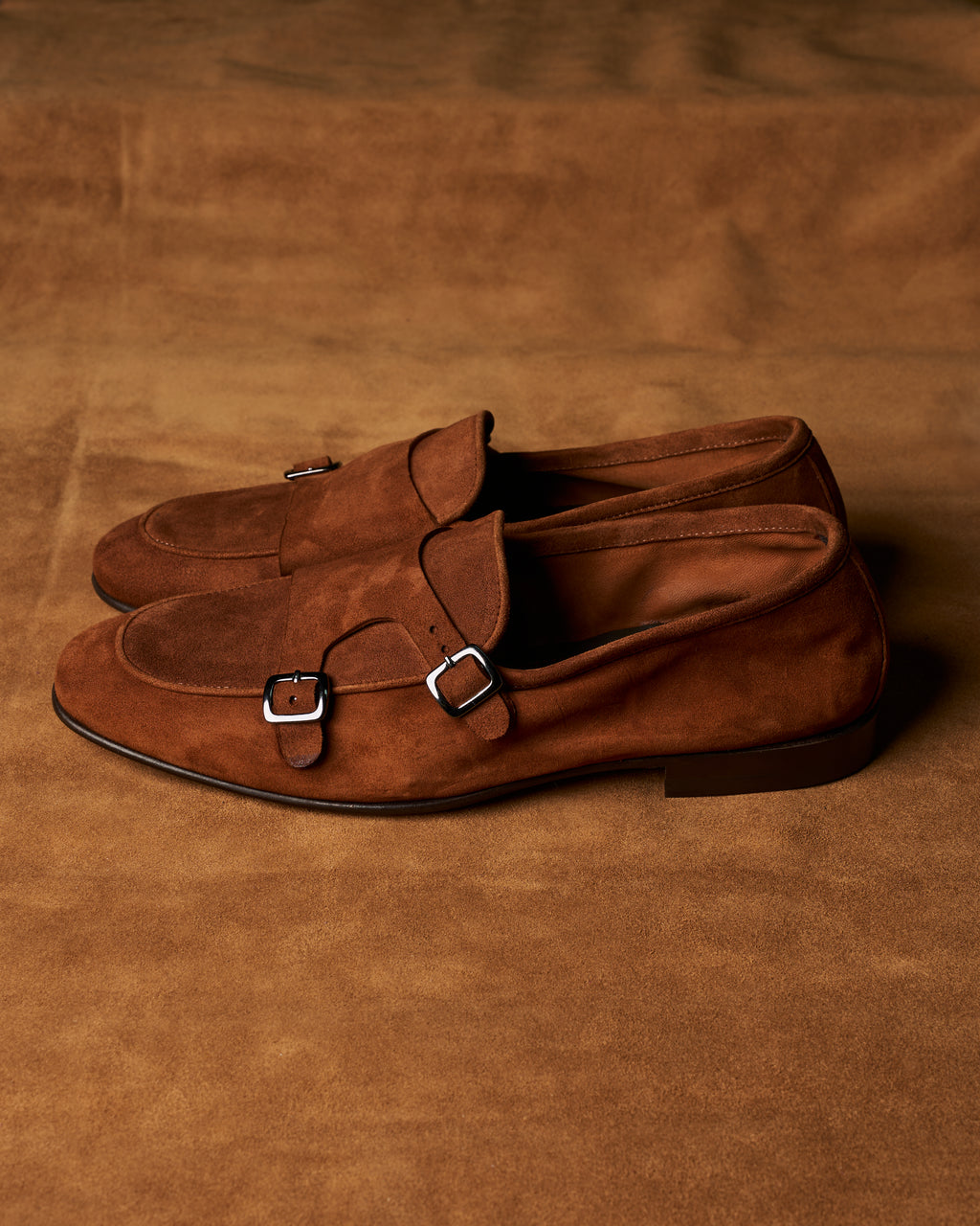 Mocassino Double-Monk in agnello color sigaro
