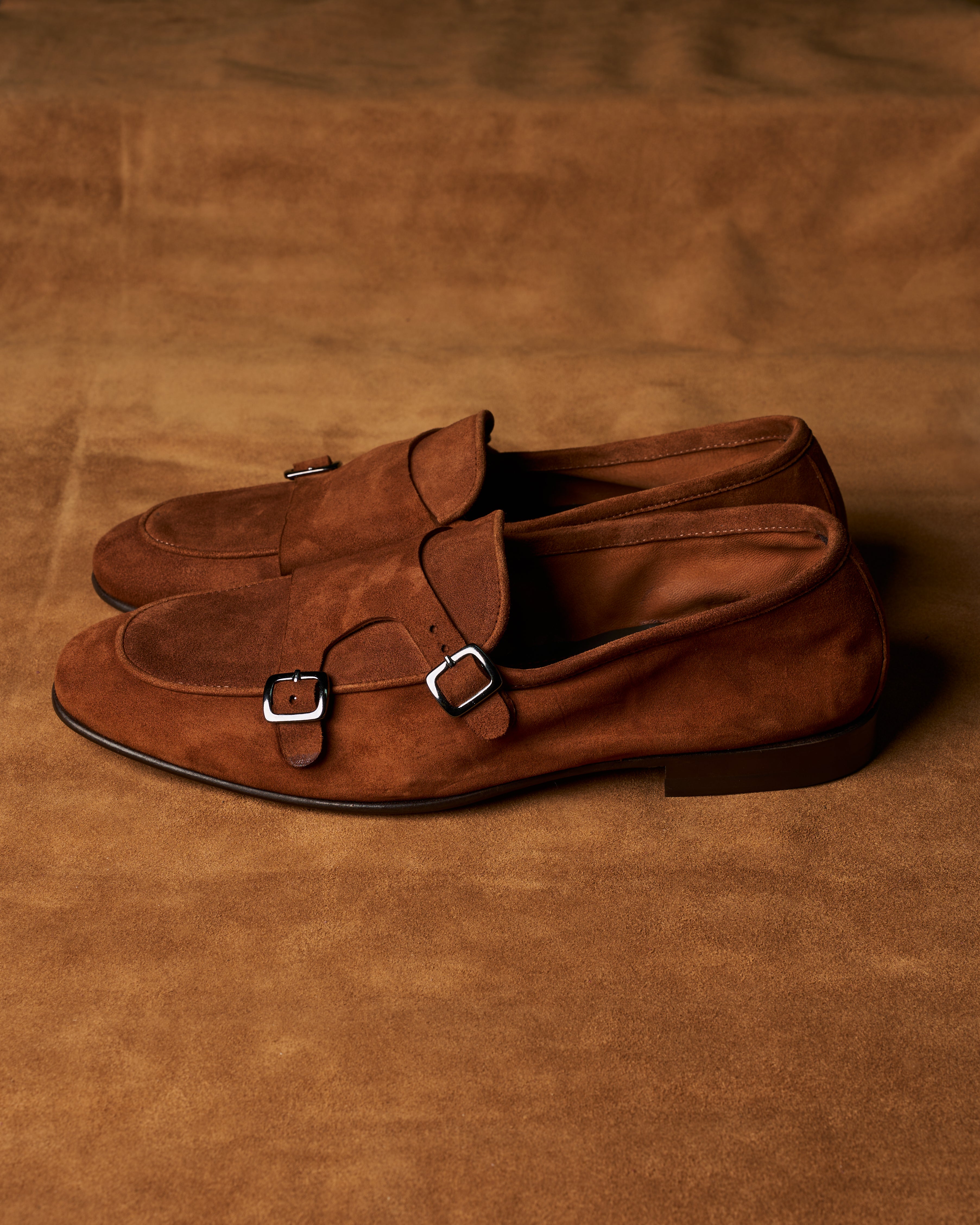 Mocassino Double-Monk in agnello color sigaro