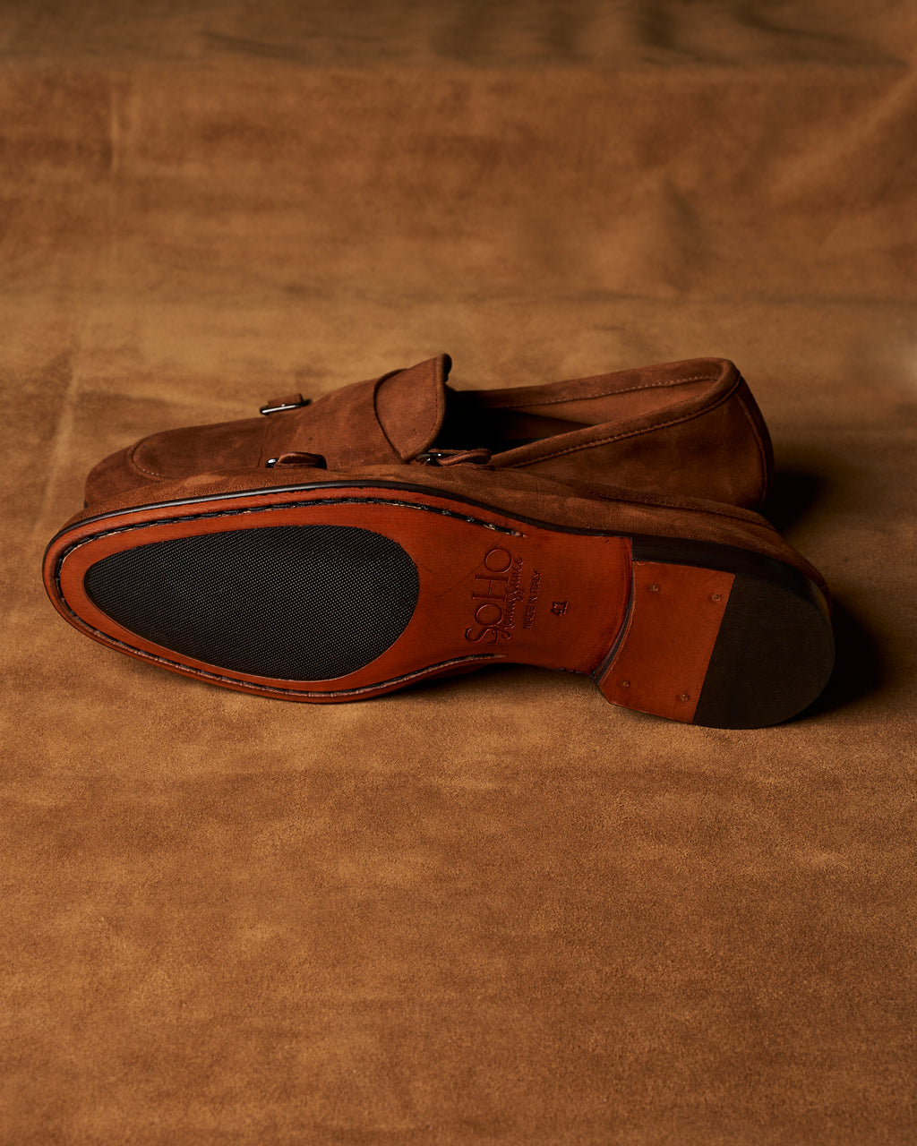 Mocassino Double-Monk in agnello color sigaro