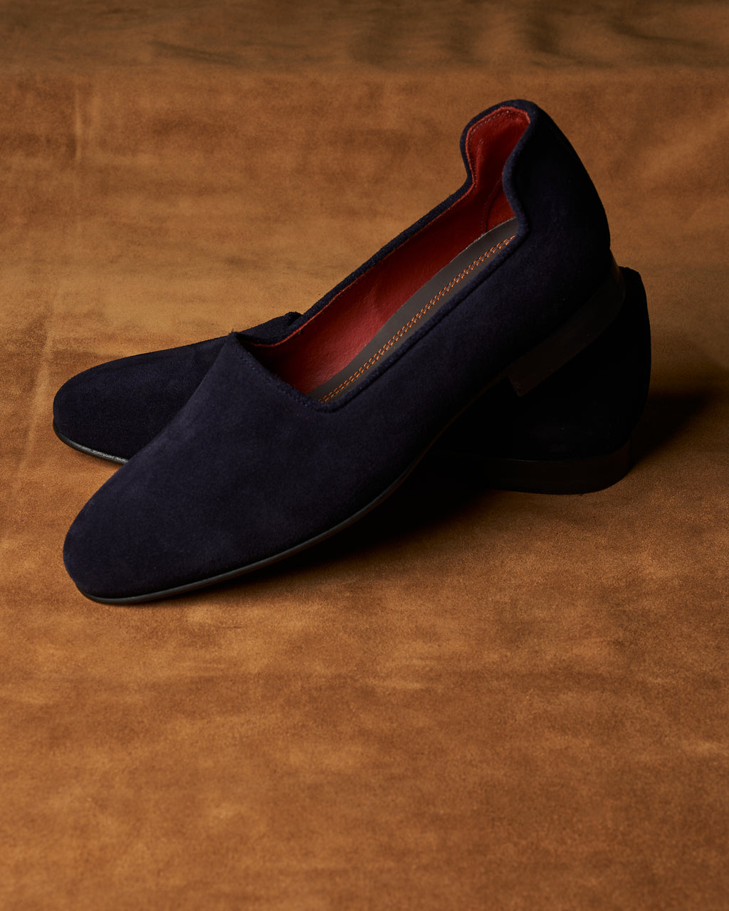 Pantofola in vitello scamosciato blu