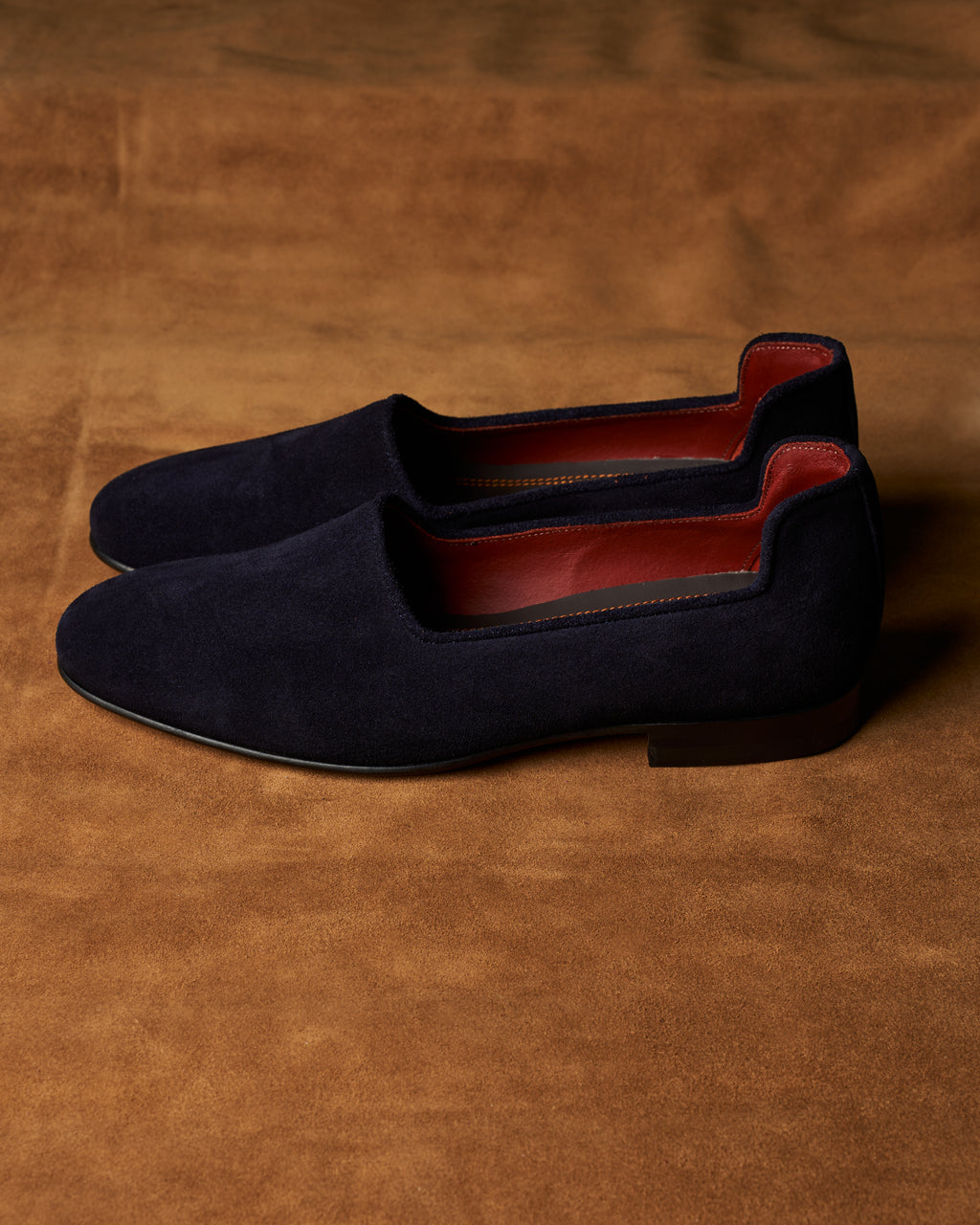 Pantofola in vitello scamosciato blu