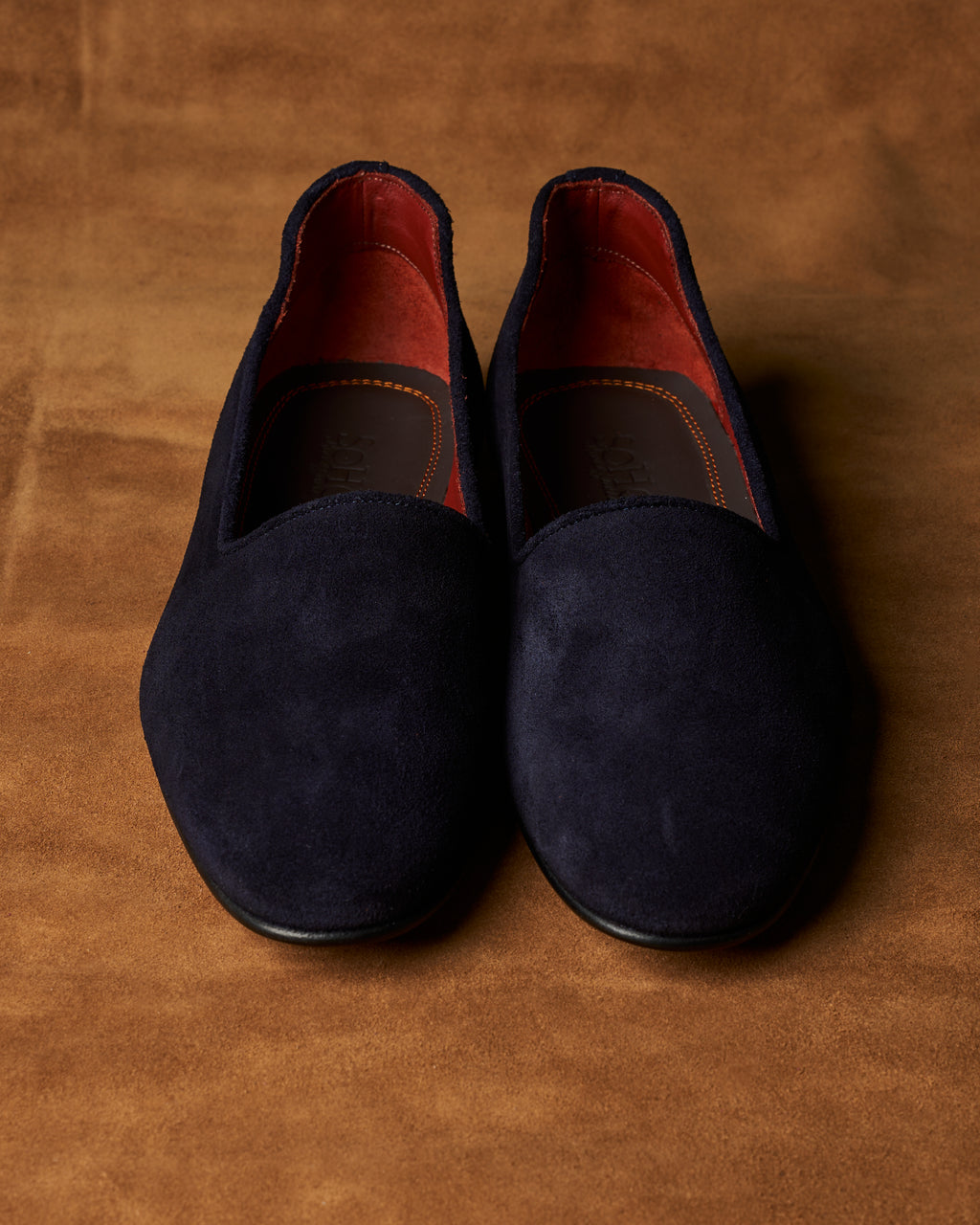 Pantofola in vitello scamosciato blu