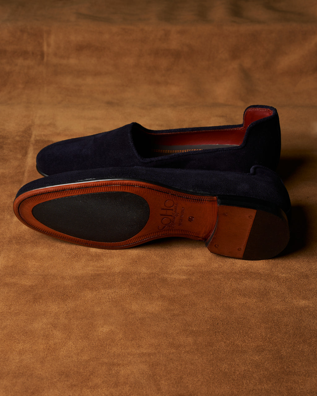 Pantofola in vitello scamosciato blu